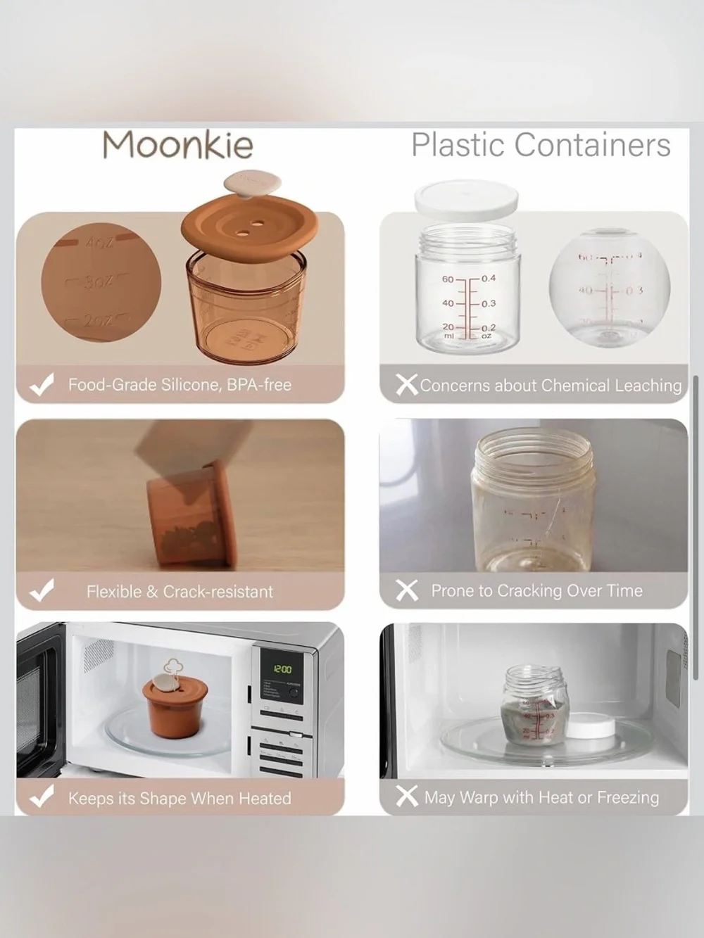 10-Pack Moonkie Silicone Baby Food Containers